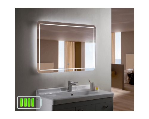 Зеркало с декоративной подсветкой для ванной Анкона на батарейках (аккумуляторе)