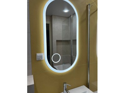 Выполненная работа: зеркало с подсветкой для ванной комнаты в виде капсулы Бареджо